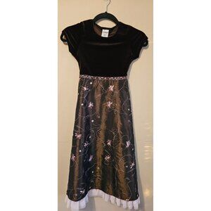 Perfectly Dressed Girls Party Dress Brown Velvet-Emb Tulle Floral Size 8 Elegant